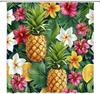 Tropical Pineapple Hibiscus Flower Shower Curtain 70X70 Inches Hawaiian Summer Theme Bathroom Decor