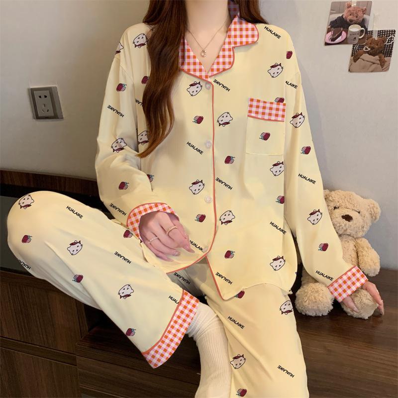 Japanese cartoon crayon Xiaoxin pajamas women's autumn long-sleeved suit high-value casual and comfortable loungewear