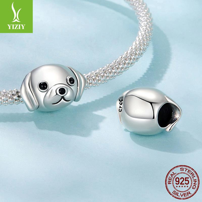 Cute Golden Retriever Diy Beaded Jewelry Accessories, Exquisite Animal S925 Sterling Silver Beads Loose Beads