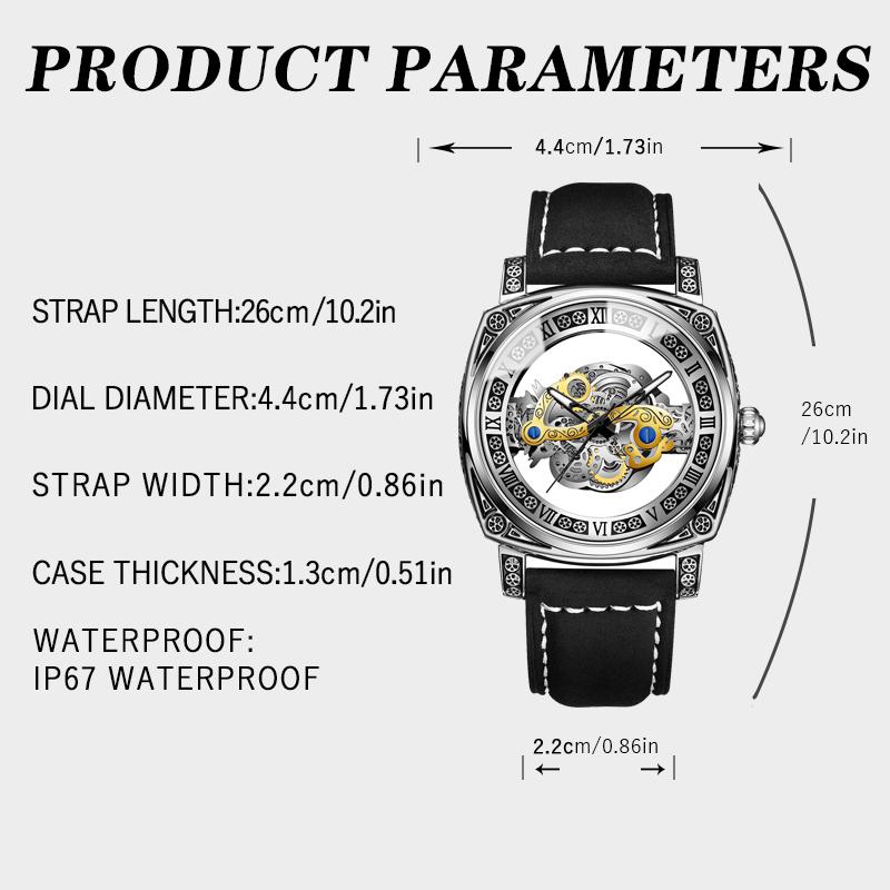 BINBOND Neue Herrenuhren Skelett Hohl Skelett Retro Herrenuhr Top Marke Luxusuhr Herren Armbanduhr Quarz