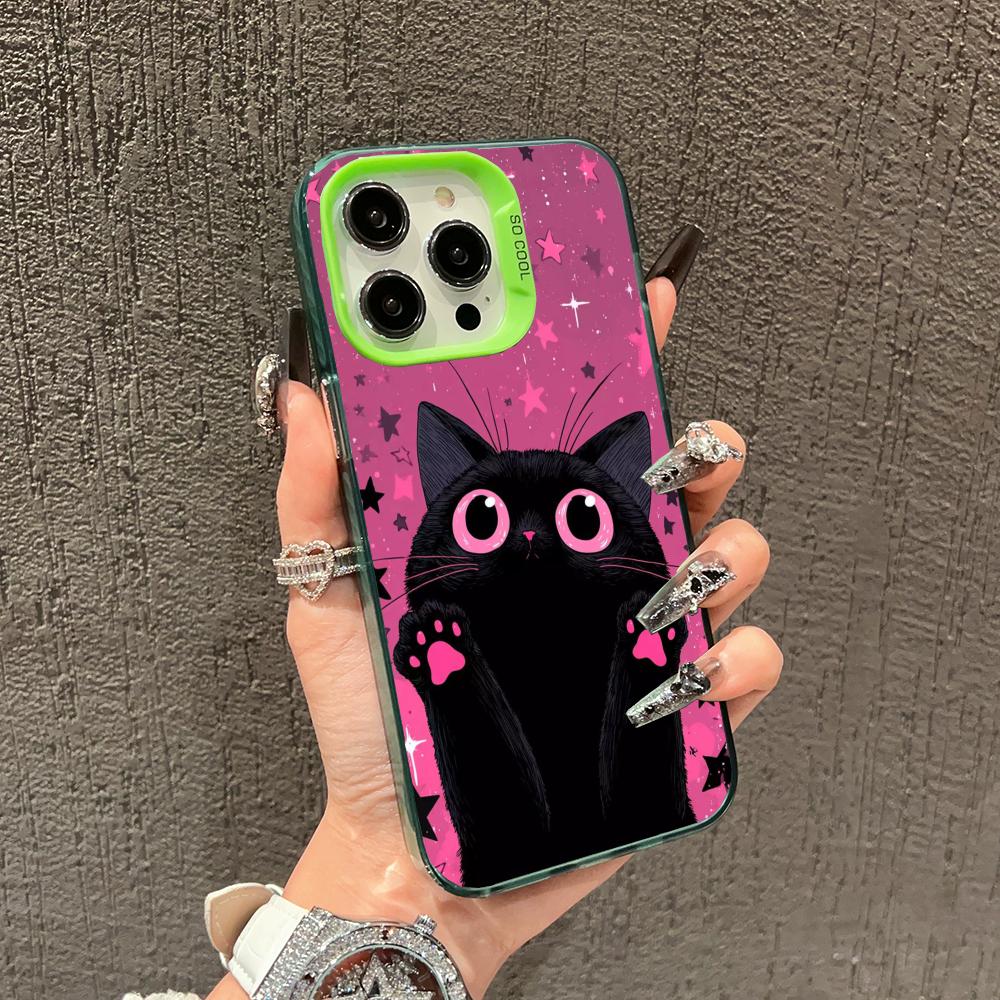 Black Cat Pattern Phone Case Case for iPhone17 16 15 14 13 12 11 Pro/ Max/Plus Shock-proof Rear Cover Anti-fingerprint