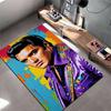 Music Legend Area Rug, Elvis Presley King Pop Art Purple Jacket Colorful Splash Print, Music Fan Room Decor, Non-Slip Mat