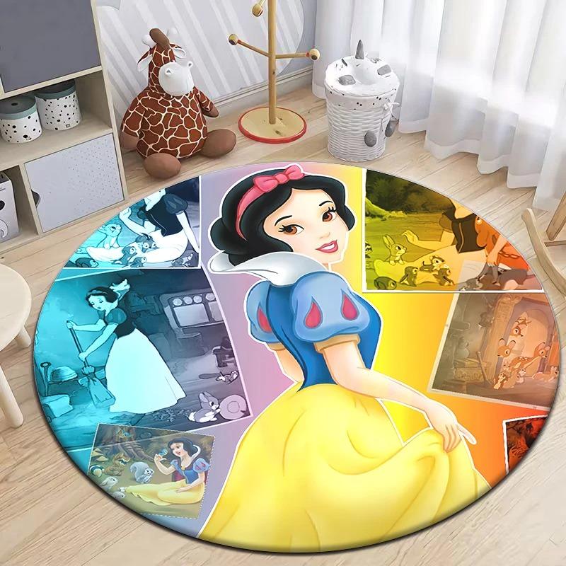Disney Princess Cartoon Circular Mat HD Printed Bedroom Balcony Entrance Door Sofa Non-slip Carpet Home Decoration Rug