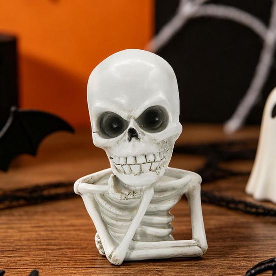 Festive Desktop Skull Figurines Skeleton Thinker Statue Halloween Decor, Funny Thinking Figurine, Dark Atmosphere Party Props Resin Sculpture for Home