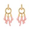 Ocean Series: Gold-Plated Pink Coral Stud Earrings, Stainless Steel