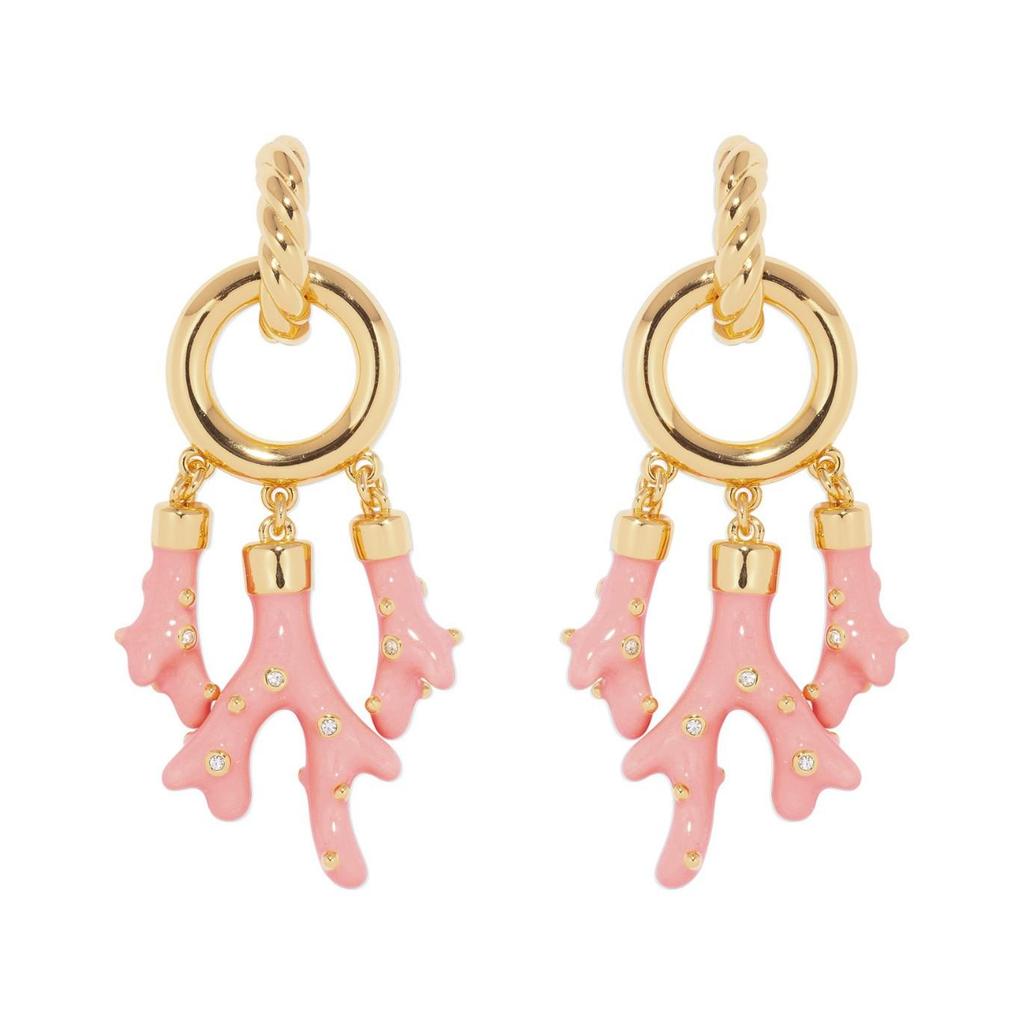 Ocean Series: Gold-Plated Pink Coral Stud Earrings, Stainless Steel