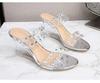 Strass Sandalen Damen Sommer Neue Sexy Kristall Transparente Schuhe mit hohen Absätzen Keilabsatz 1098 Serie 6cm LFD