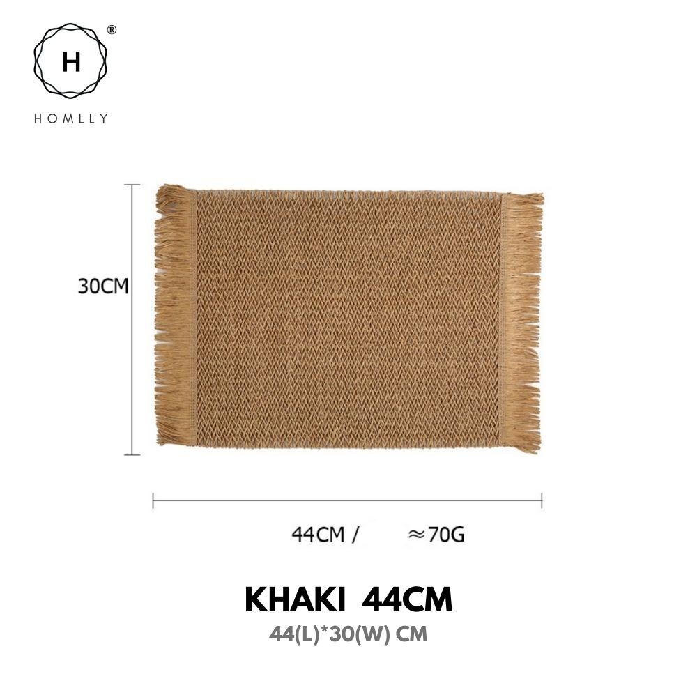 Homlly Russi Hand Woven Placemats (X2PCS) Khaki 44CM X2