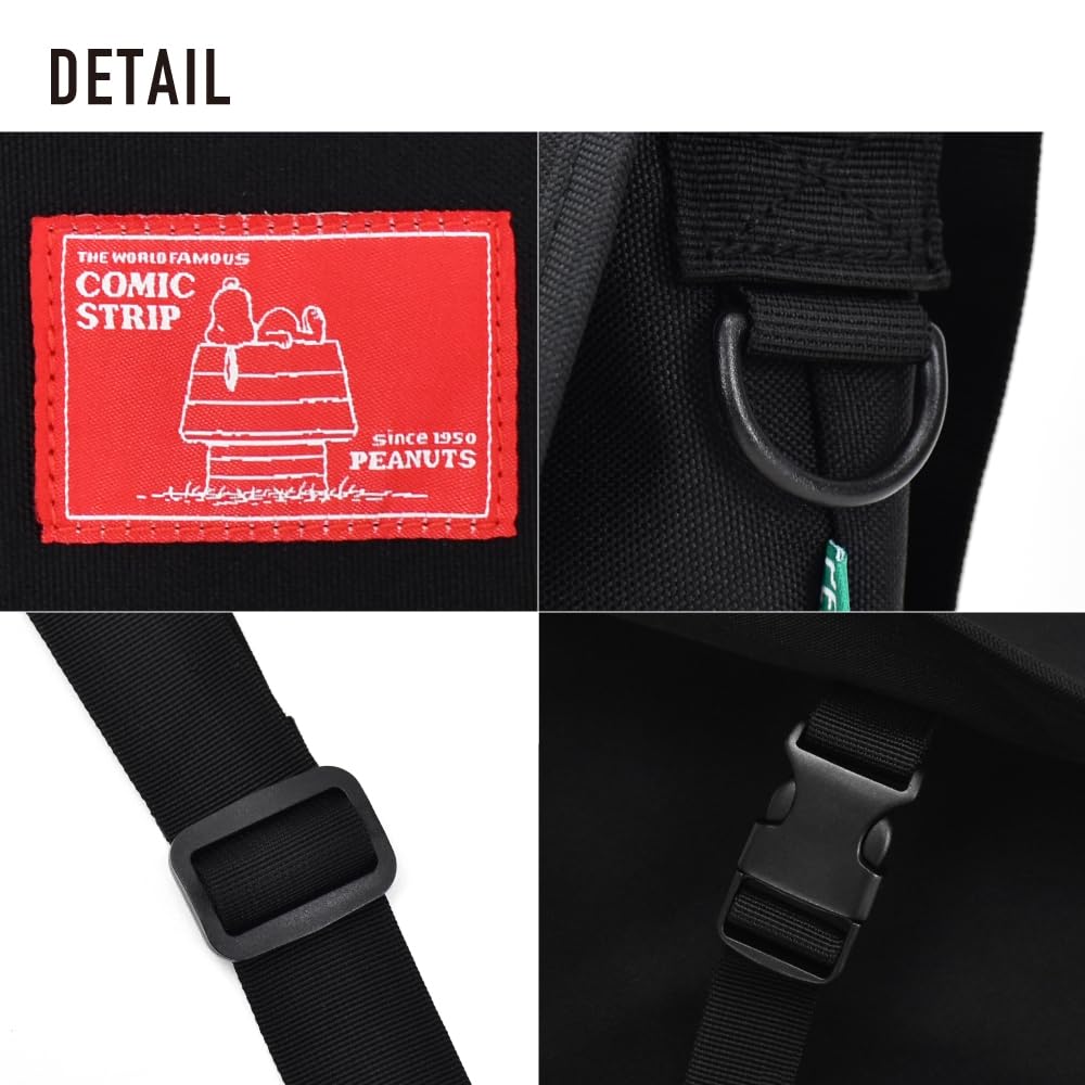 Messenger Folded Shoulder Cute 0452 Black [Snoopy] Bag, Small, Compact, Bag, Women's, Men's, Commuting, School, Travel, Outings, Adults, Students,