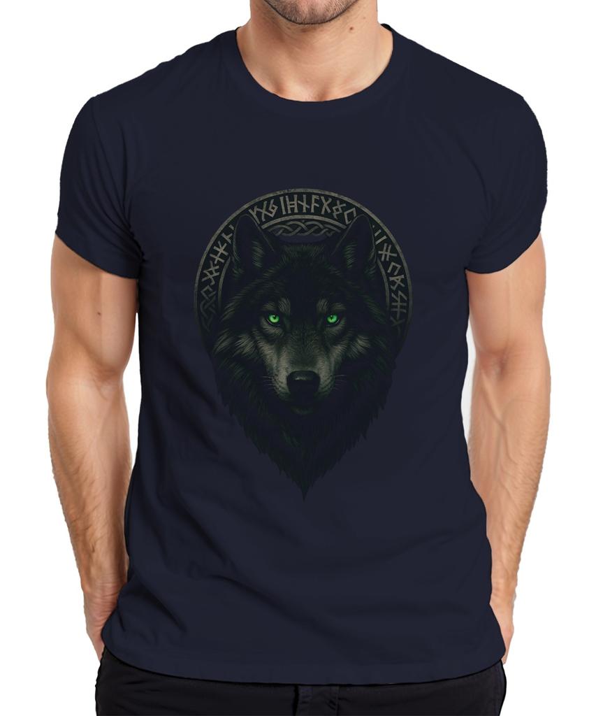 Wolf Head Rune Wreath Norse Wolf Mystic Gothic Fantasy Viking Unisexs Tshirt