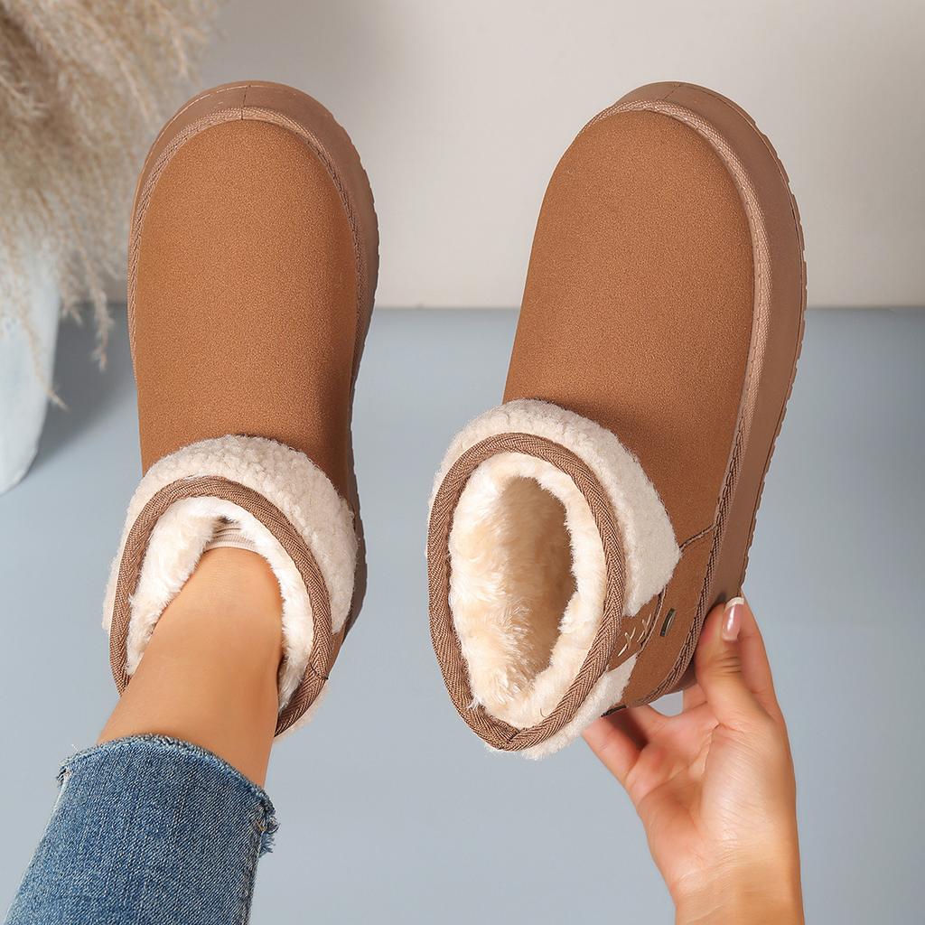 Fashion Women's Winter Plush Warm Snow Boots Outdoor 2025 New Thick Sole Non Slip Cotton Padded Shoes Woman Fashion Platform Ankle Boots