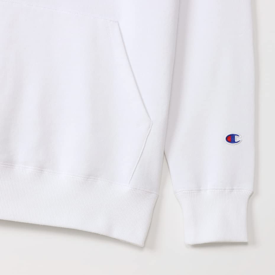 Champion Long Sleeve Script Logo Hooded Sweatshirt Size M Men's C3-W107, White,