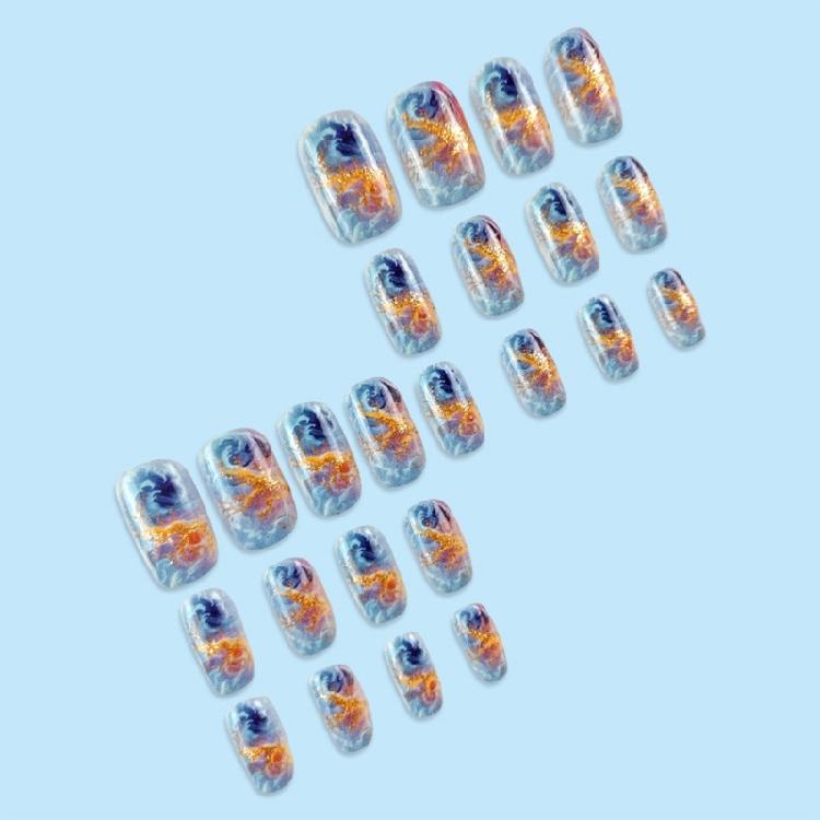 Short Square Nail Tips Fake Nail Glues On Nail Stick On Nail Press On Nail Artificial False Nail for Womens and Girls