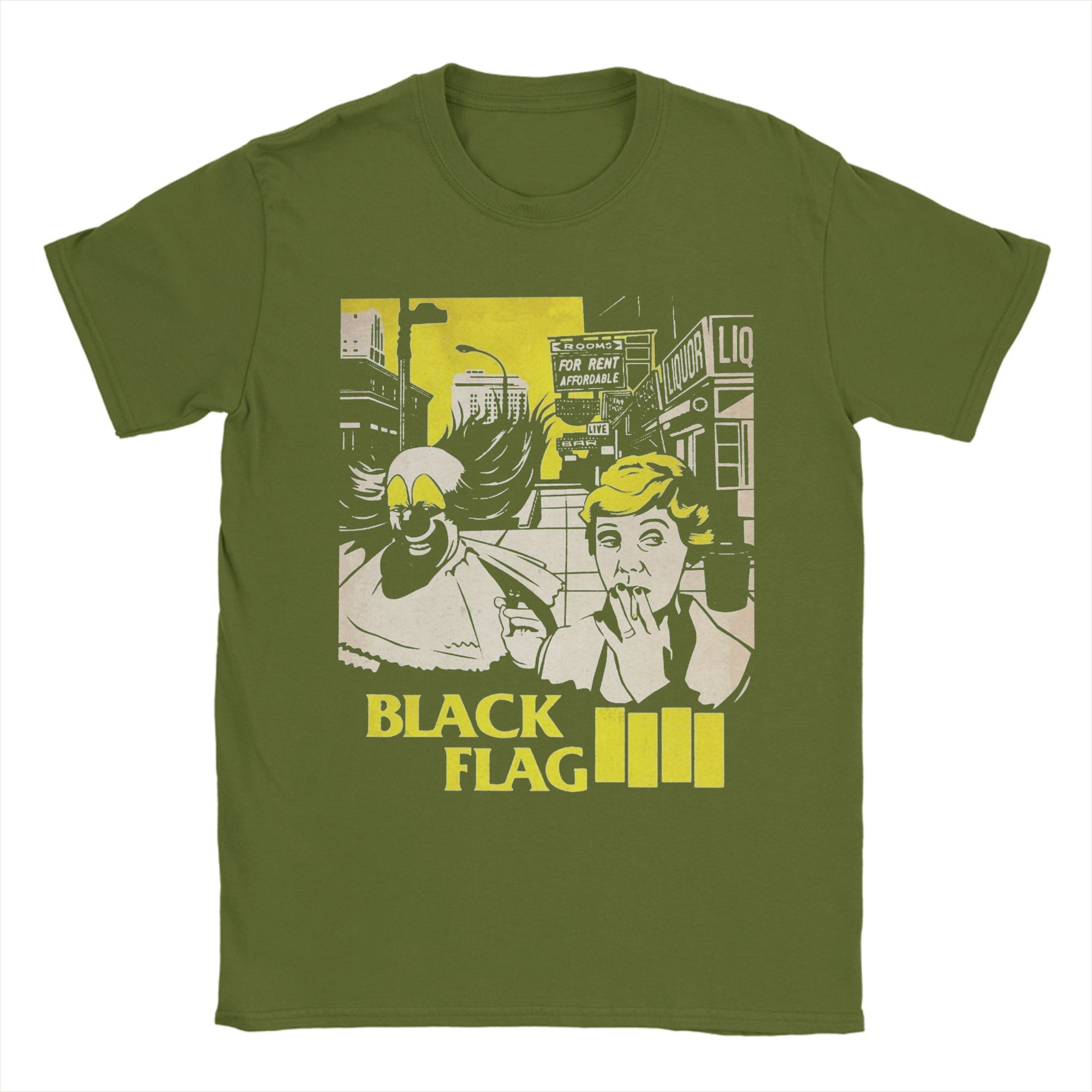 

Printed Black Flag Tshirts Men s Cotton Short Sleeve America Rock Band Crewneck Summer TopsTops 4XL
