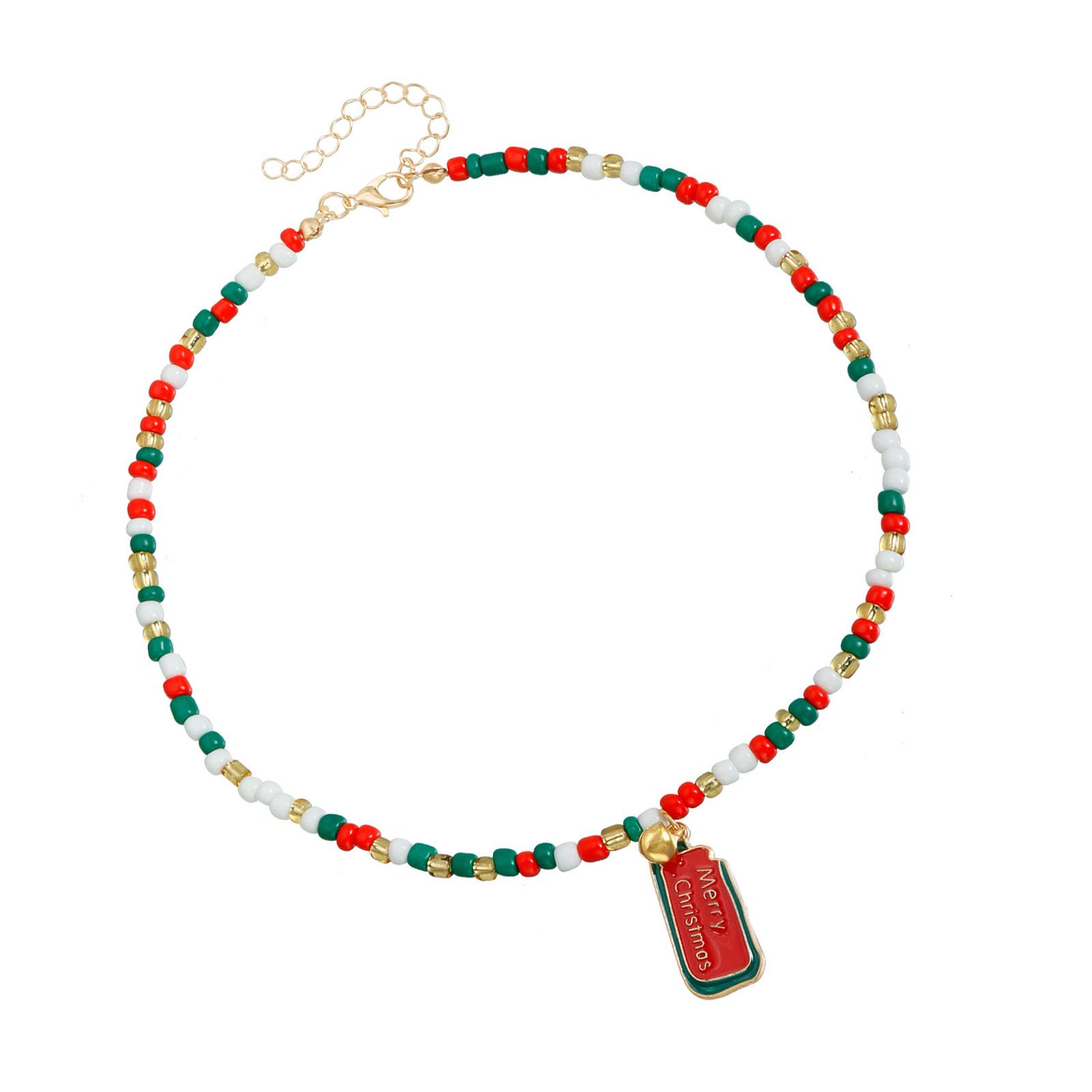 

Happy Christmas Themed Sequined Necklace Colorful Mixture Jewelry Addition Perfect For Celebratory Outfit Coordination