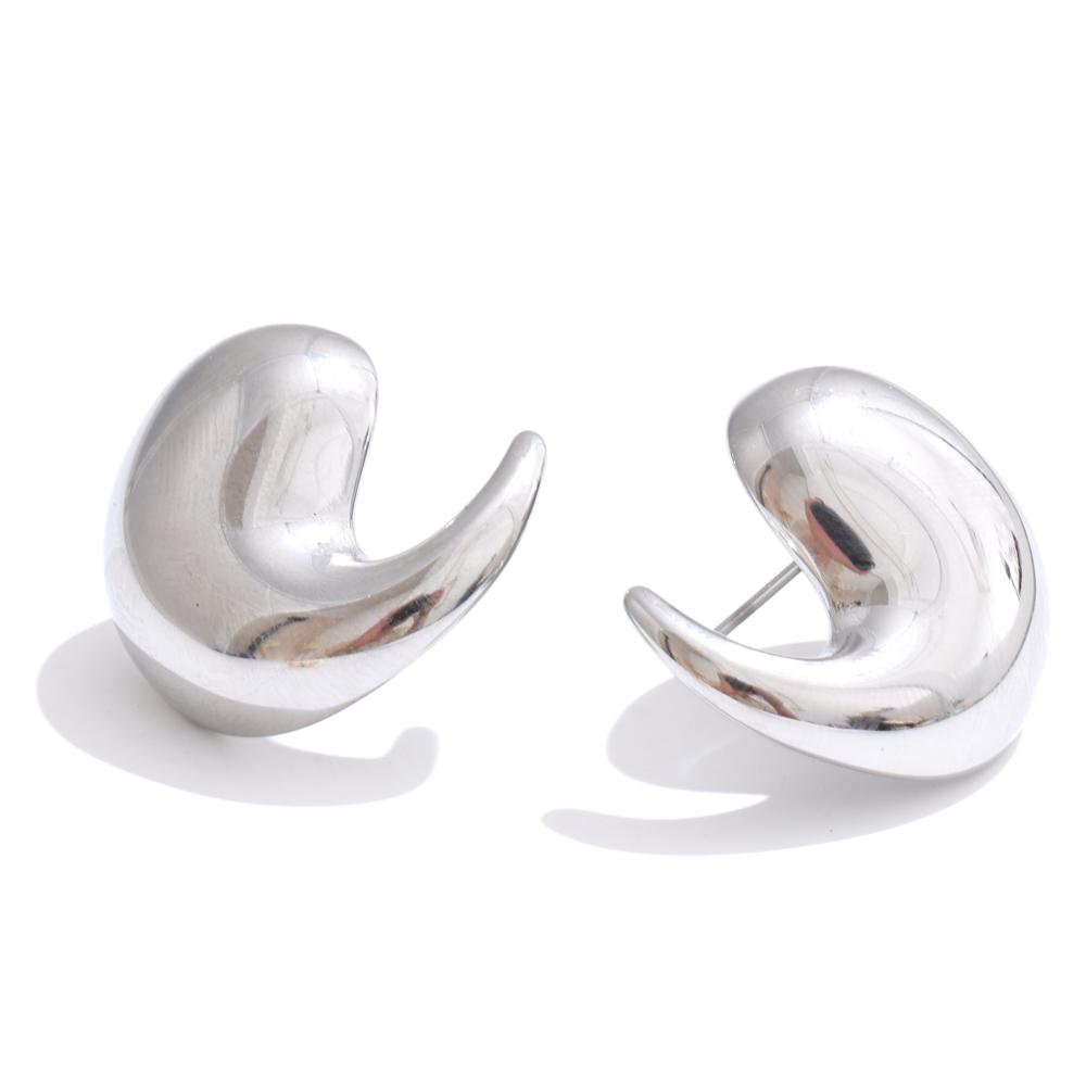 Yhpup 316L Stainless Steel Comma Water Drop Fashion Daily Stud Earrings Water Resistant Texture Polished Attractive Jewelry 2025