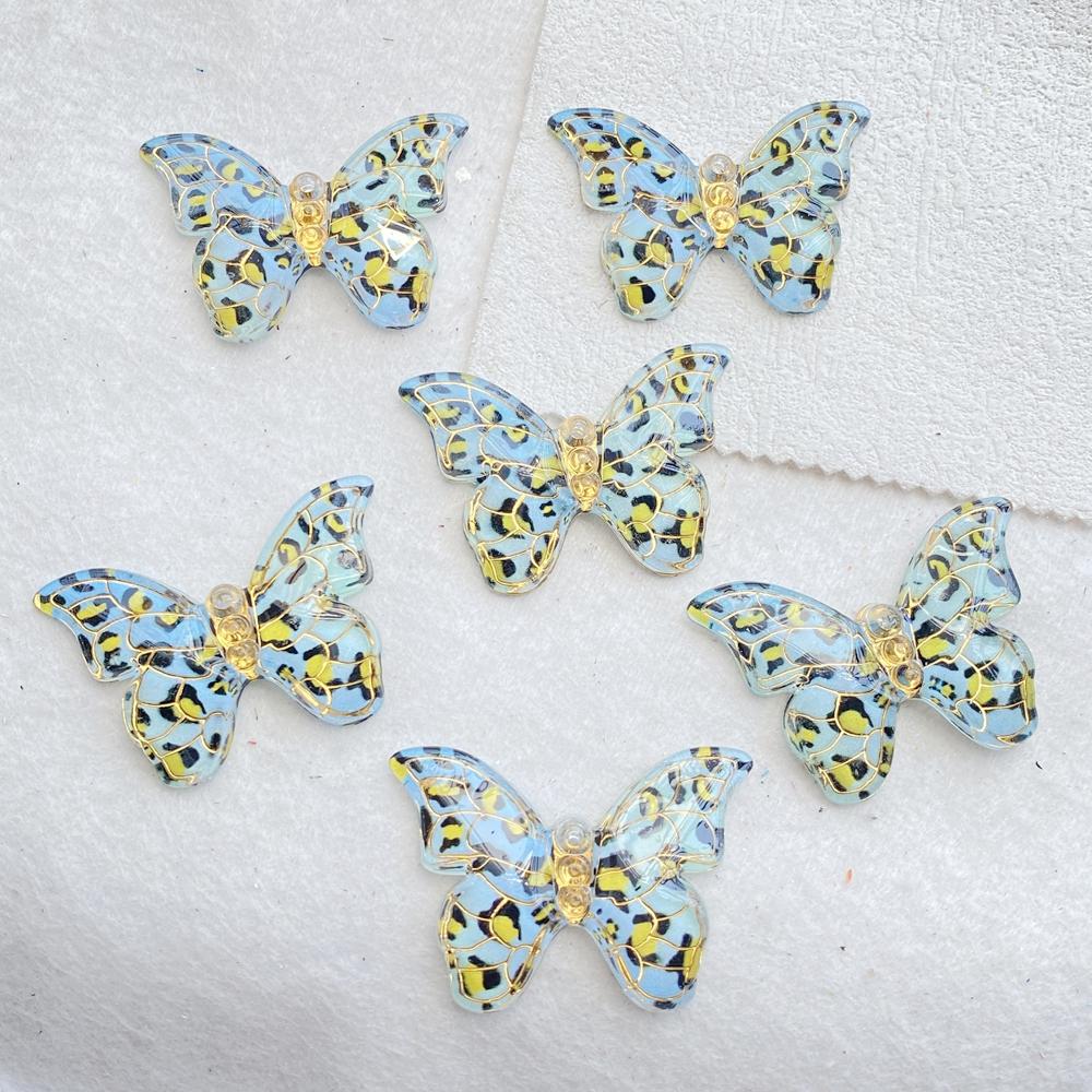 10Pcs Cute Colorful Shiny Butterfly with a Hole Flat Back Resin Scrapbooking DIY Jewelry Hairpin Craft Decoration Accessorie