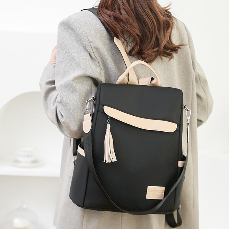 Color Block Backpack Large Capacity Anti-theft Women's Backpack Student Schoolbag