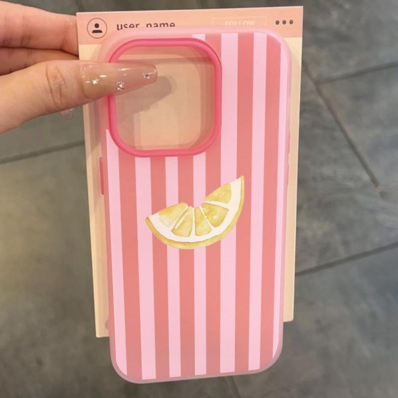 Lemon Slice Pink Stripes Phone Case For Xiaomi Redmi 14C 13C Redmi Note 15 Pro 14 13 12 11 10 Pro Plus 4G 5G 2 in1 Soft Cover