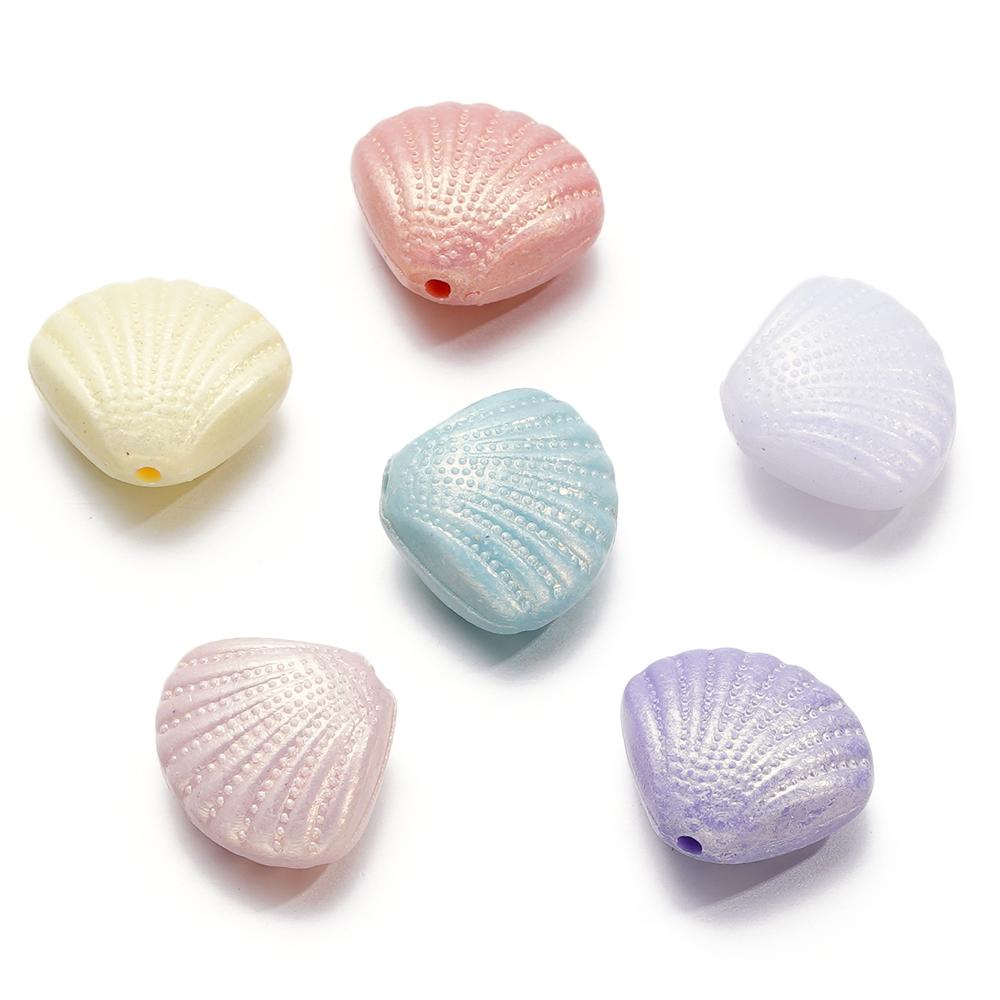 10-20pcs/lot Acrylic Pearl Colored Shell Shape Beads Bracelet Necklace Loose Spacer Beads For DIY Jewellry Handmade Findings