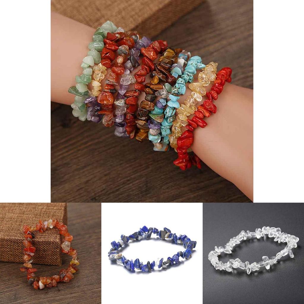 Exquisites natürliches unregelmäßiges Bergkristall Edelstein Splitter Stretch Armband