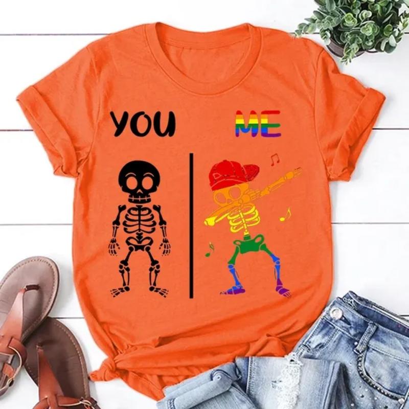 New Funny Lgbt You Me Dab Skeleton T Shirt Unisex Short Sleeve O Neck Summer Casual Letter Printing T-Shirt Top Tee