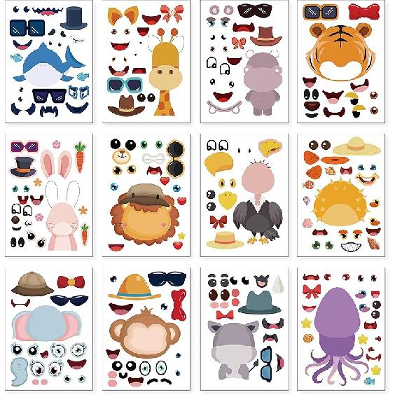 24 Sheets 8.27''×5.9'' Make Your Own Robot Stickers for Kids Toddlers, Make a Face Stickers for Kids Party Favors Activities