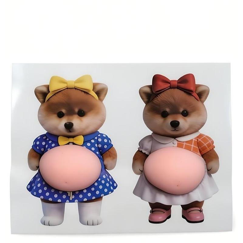3D Cat Belly Kneading Music Cartoon Cat Shiba Inu Anti-Collision Sticker Japanese And Korean Car Body Refrigerator Sticker
