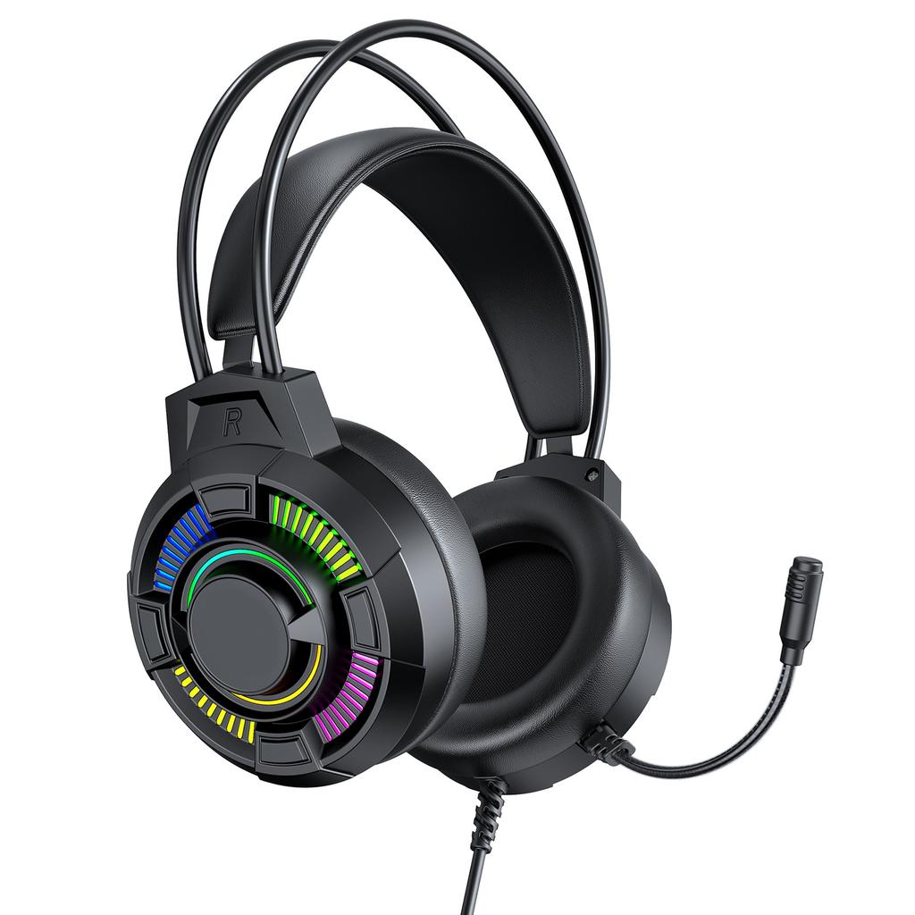 Gaming Headset with RGB Lights, 7.1 Surround Sound USB Wired Headphones, 50mm Drivers, Lightweight Design, Over Ear