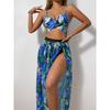 New split swimsuit sexy bikini mesh dress three-piece swimsuit female bikini