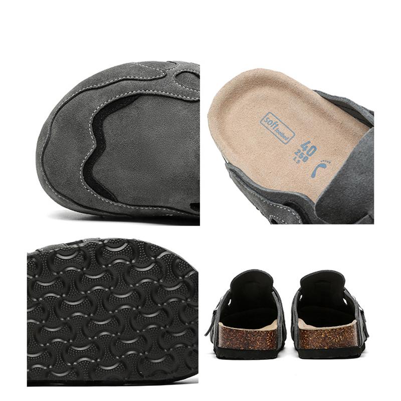 Cork Mules Slippers Men Women Close Toe Slippers Home Shoes Clogs Vintage Muller Slippers Arch Support