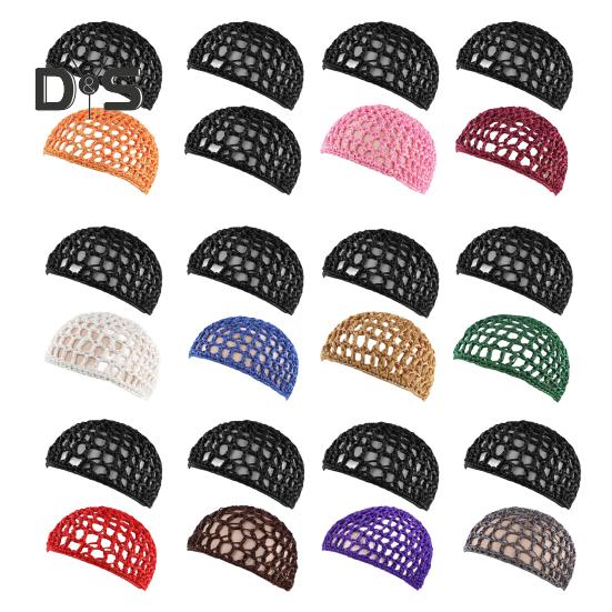 2 Pcs Nightcap Thick Yarn Crochet Elastic Hollow Out Net Multi-Purpose Mesh Cap for Sleeping Daily Wear Sleeping Hair Cap for Short To Medium Length