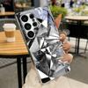 Monochrome Crystal Shards Electroplated Silver Phone Case For Samsung A31 A51 A71 A12 A22 A32 A42 A52 A06 A16 A17 A37 A57 Cover