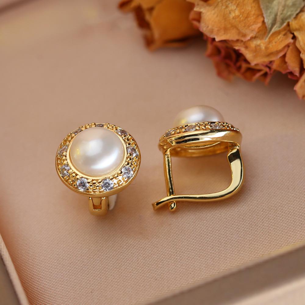 Brincos de Pérola de Água Doce Natural Moda Zircônia Cúbica Pérola Brincos de Pino Para Mulheres Joias de Festa