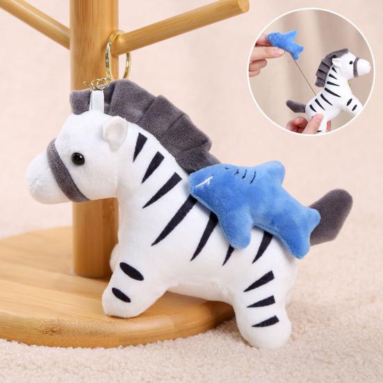 Plush Doll Pendant Pull Type Zebra Elephant Bee Shark Design Decorative