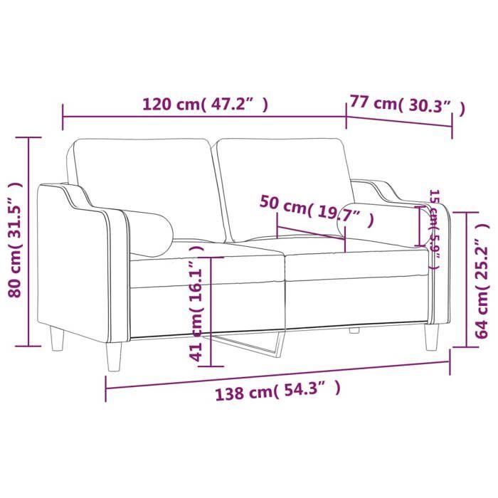 VidaXL 2-seater Sofa with Light Yellow Pillows 120 Cm Fabric, Sofa, Loveseat, Living Room Sofa, Sofas, Sofa 3200842