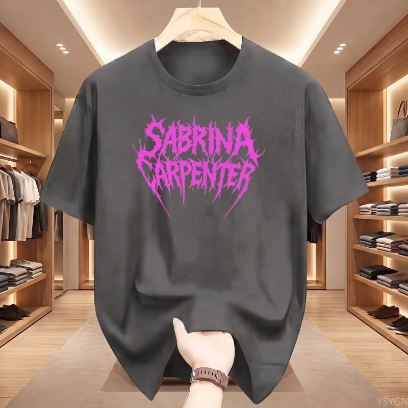 Sängerin Sabrina Carpenter Musik Y2k T-Shirt Unisex Unisex Vintage Mode Hochwertiges T-Shirt Oversized Baumwolle Rosa Logo T-Shirts Geschenke