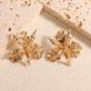Hot-selling new geometric pleated floral earrings, exquisite, simple, and versatile stud earrings for women, light luxury elegance