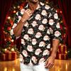 Men's Casual Long Sleeve Shirt with Christmas Print for Spring and Fall