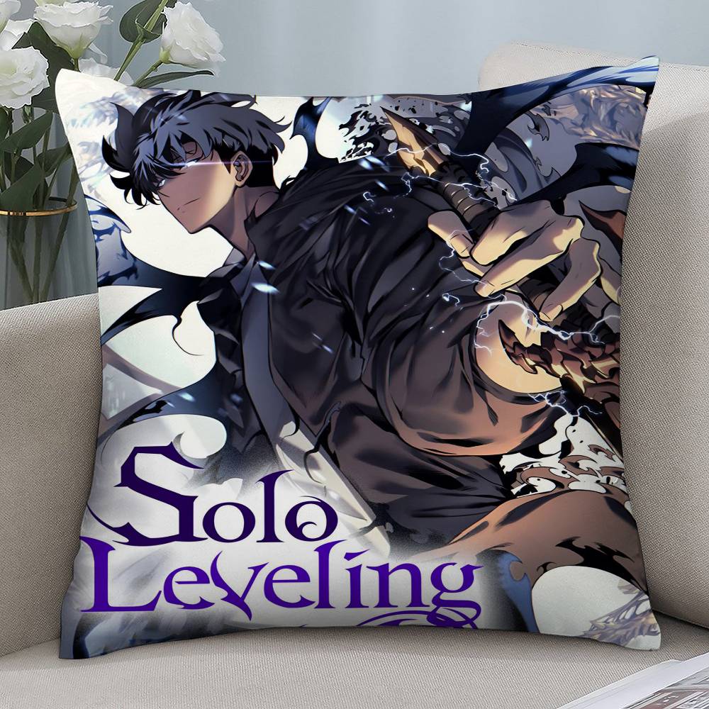 Hot Anime S-Solo Leveling Pillow Case Short plush Double-sided Print Square Throw Pillow Covers Sofa Home Cushion Decor