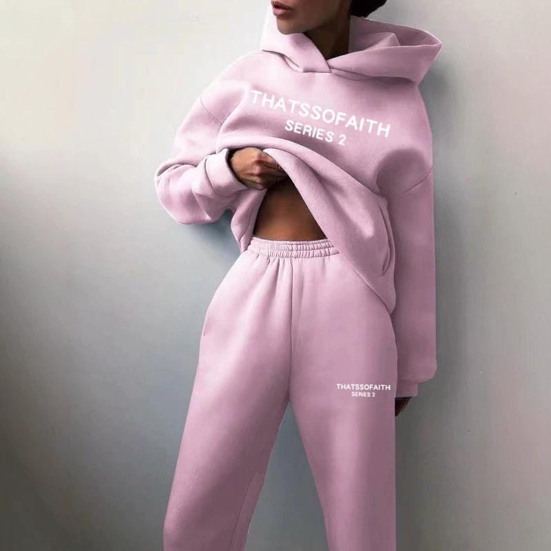 Casual Hoodie Set Winter Couple Matching Fashion Streetwear Outfit