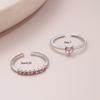 2Pcs Luxury Fashion Heart Rings For Women Girls Opening Adjustable Rhinestone Ring Elegant Twist Rings Jewelry Accessories