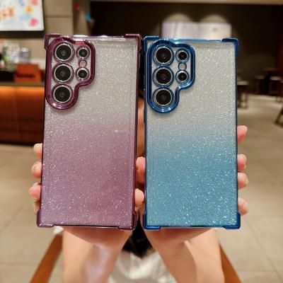 Przezroczysty brokatowy futerał na telefon do Samsung S24 Ultra S23 FE S22 Plus A55 A54 A35 A34 A25 A15 5G błyszczący kwadratowy, odporny na wstrząsy miękki TPU skrzynki pokrywa