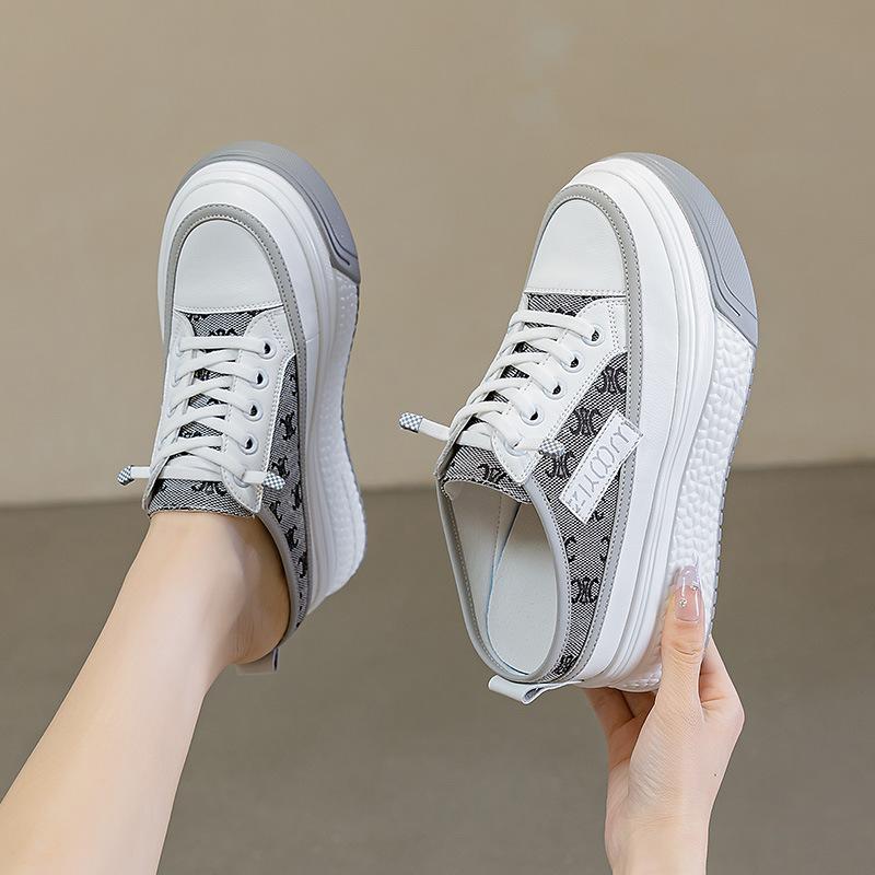 Little white shoes women's 2025 new inner height-increasing women's shoes thick-soled mesh breathable casual shoes versatile bag head slippers women's