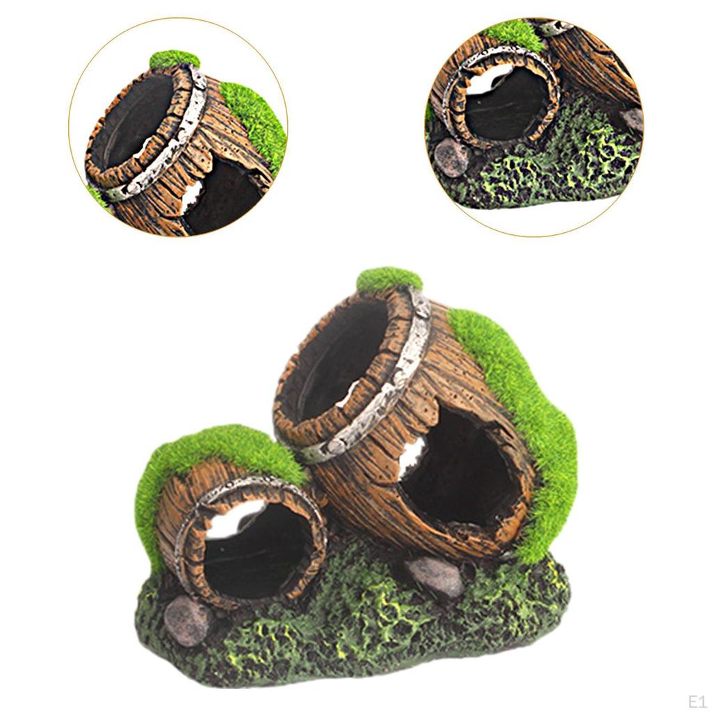 Aquarium Barrel Statue Accessories Fish Ornament Rock Cave Home Aquatic Crafts