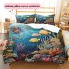 Ocean Fish Pattern Bedding Quilt Set  Home Decoration  Gift (1 * Duvet Cover + 2 * Pillowcase  Without Core)