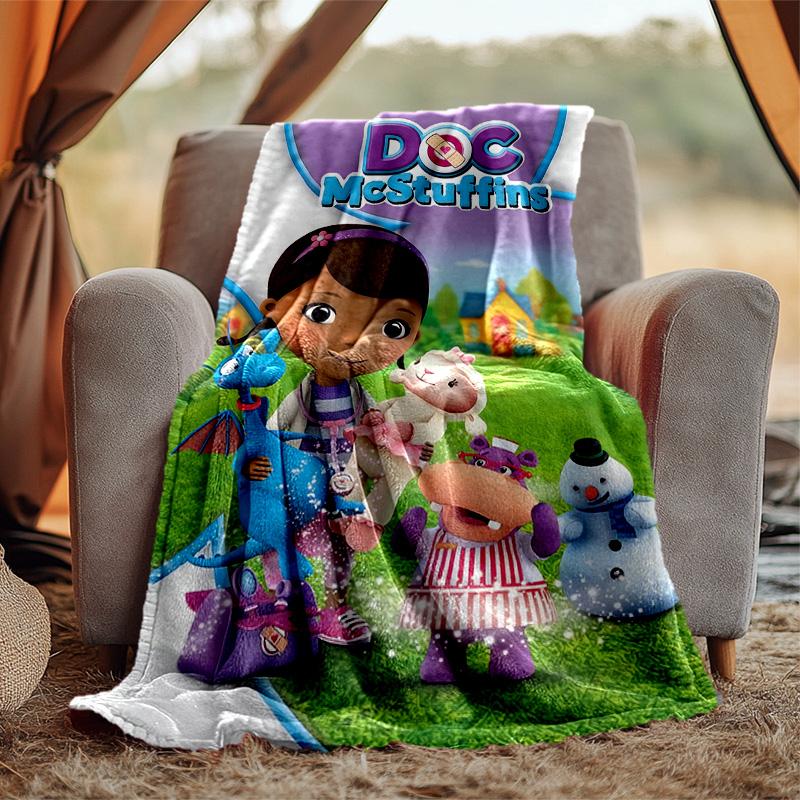 Doc Mcstuffins Flannel Blanket Soft Warm All-Season Throw, Design for Camping, Car Travel, Hiking Sofa, Bed, Office Perfect Gift for Parties
