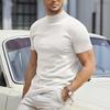 Summer Men's High-neck T-shirt, Short-sleeved Casual Sports High-neck Base Shirt