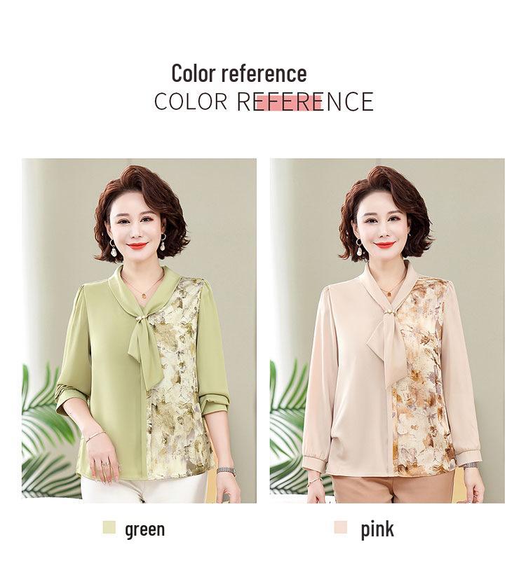 2024 Spring Elegant Nine-Sleeve Mother's Top - Chic & Versatile for Age-Reducing Style