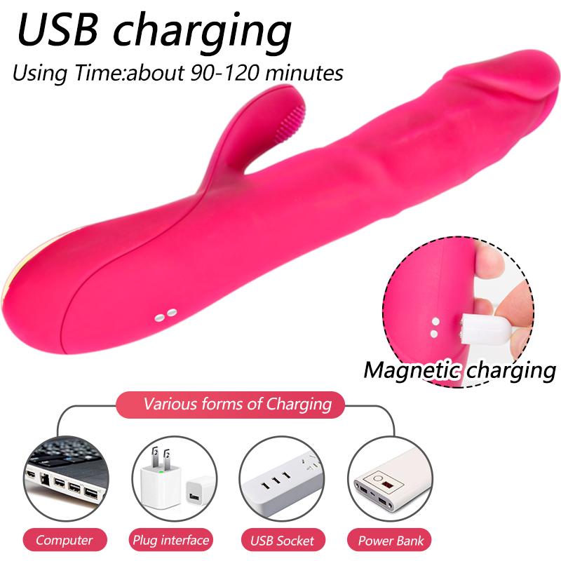 Magnetic Pulse Automatic Thrusting Vibrator for Women Heating Telescopic Masturbation G-spot Clitoral Stimulation Sex Toy